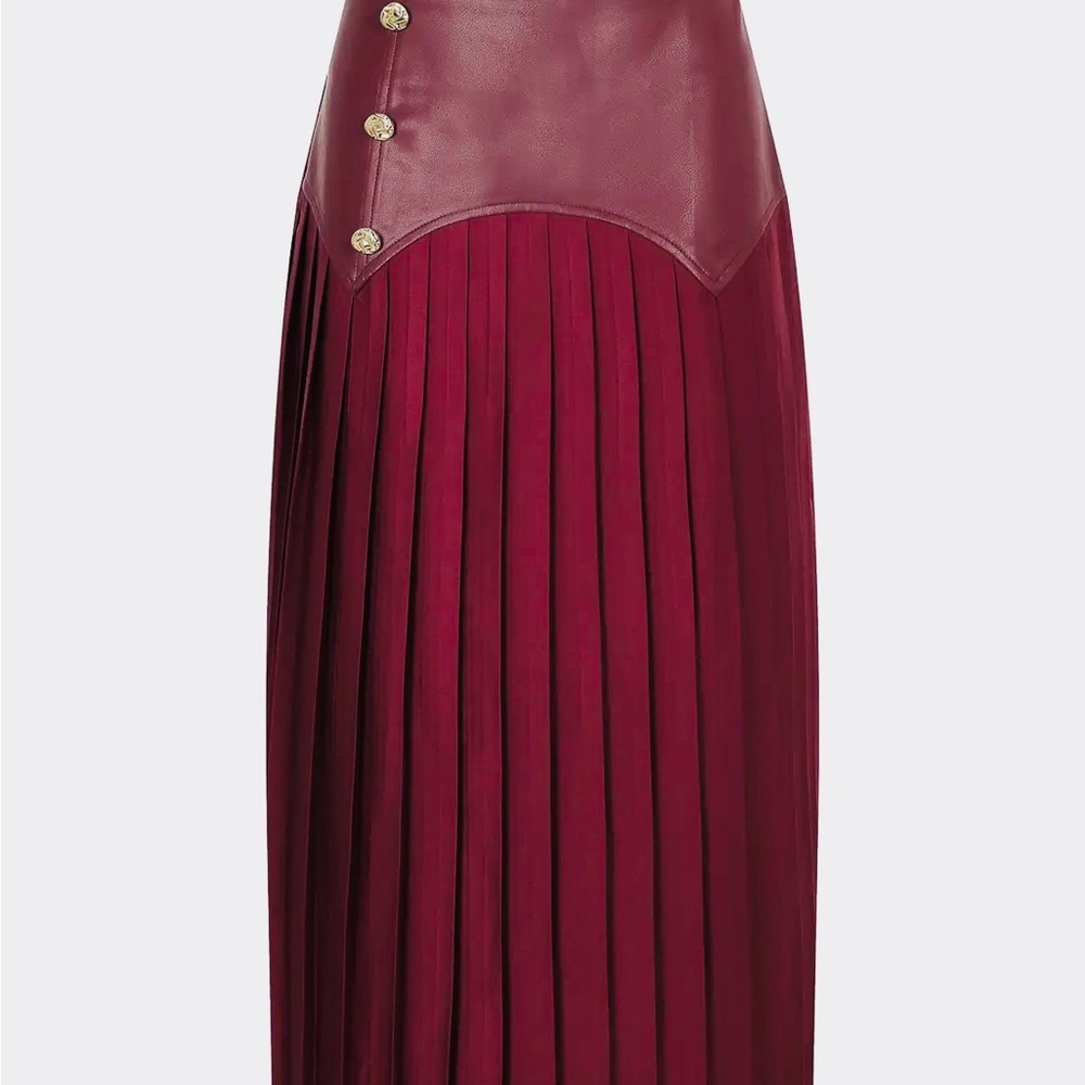 Chic Burgundy Maxi Skirt with Button Detail